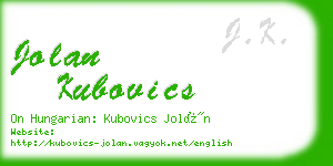 jolan kubovics business card